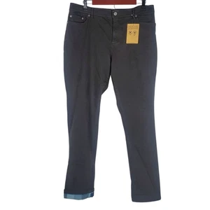 NEU LL Bean Flanell gefütterte Jeans perfekter Stretch gerade Damen 16 schwarz blau Pl - Bild 1 von 13