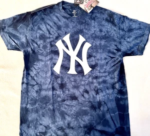 NY YANKEES CAMICIA GRANDE BLU TIE DYE PUNTI MLB BASEBALL - Foto 1 di 6
