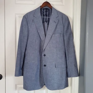 Brooks Brothers Blue Blazer Sport Coat Size 40L Cotton Notch Single Breasted - Picture 1 of 17
