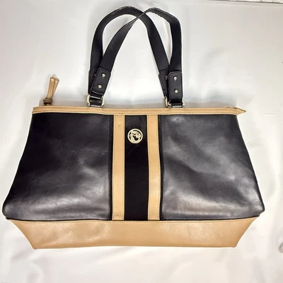 Bolso de Mano Spartina Daufuskie Island Grande Cuero Negro Tostado Cartera de Hombro Foto 1 de 4