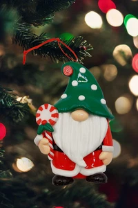 Christmas Ornament Glossy Gingerbread Santa with Candy Cane. Wizardi Festive ... - Picture 1 of 2
