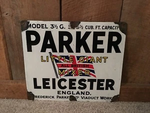 Letrero De Colección Frederick Parker Ltd Leicester Inglaterra Antiguo Porcelana Hormigón - Imagen 1 de 2