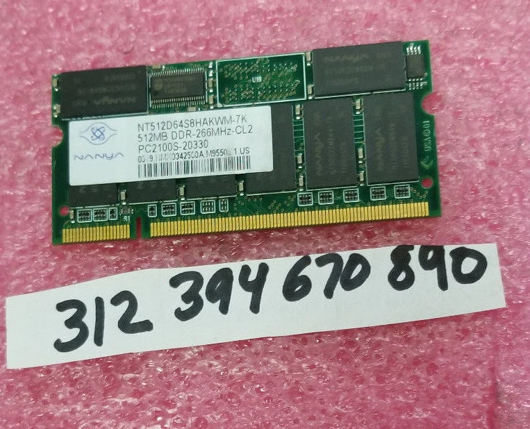  NT512D64S8HA0WM-7K AKQ 512MB 200p PC2100 CL2 16c 32x8 DDR SODIMM T005 - Image 1 of 1