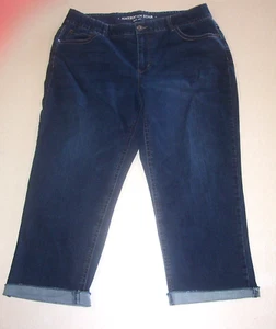 Women's American Star Mid-Rise Stretch Cuffed Blue Denim Capris 18W #2 - Picture 1 of 2