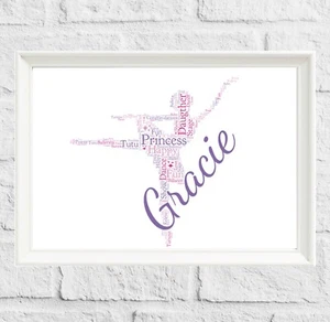 Personalised Ballet Dancer Gifts Print For Ballerina Birthday Christmas Dancer - Picture 1 of 4