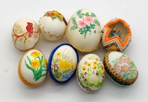 Lote de 8 huevos huecos pintados a mano de colección estilo victoriano decorados a mano - Imagen 1 de 11