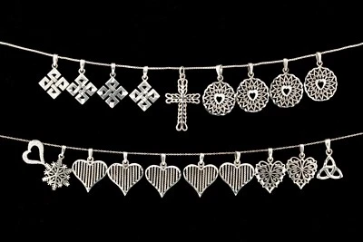 (19) Argento Sterling Collezione Di Celtico, Cuore, Croce & Fiocco Neve Ciondoli - Immagine 1 di 4