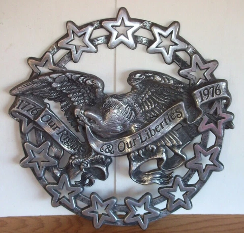 Aluminum Eagle Patriotic Plaque Wall Hanging USA Rights Liberties 1976 (3-D) Cover