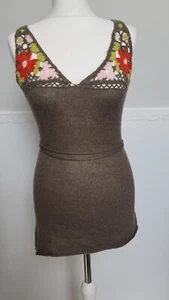 Soul of California Soul Cal Knit crochet Cover Up Top Khaki Beach Pool Size S - Picture 1 of 7