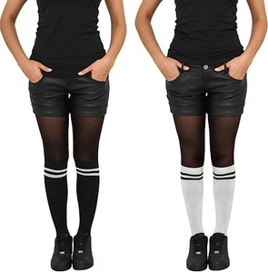Urban Classics Ladies College Socks Knee-high Socks Black White Women Lady - Picture 1 of 37