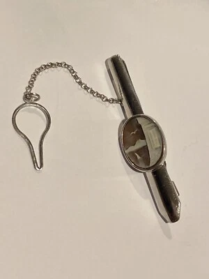 Sterling Silver Carved Shell Tuscany Cameo Dress Shirt Tie Clip Tux Tuxedo New - Image 1 of 4