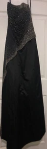 Morgan & Company Black Full Gown Formal Sz 7/8 Diamond Beading Tie Back $149 - Picture 1 of 6