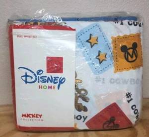 NEW Vintage Disney Home Mickey Mouse Cowboy Buckaroo Full Sheet Set Vintage NEW - Picture 1 of 7