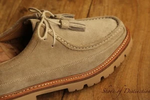 Grenson Tasselled Beige Suede Lug Sole Shoes Loafers Mens UK 8 E US 9 EU 42 - Picture 1 of 12