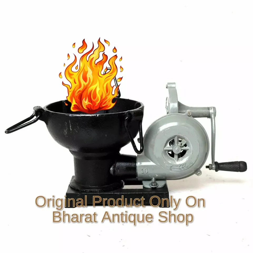 Horno de forja con soplador manual tipo pedal mango ventilador herrero soplador útil Foto 1 de 4