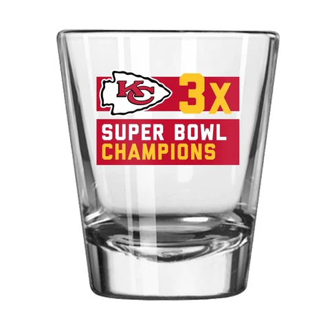 Kansas City Chiefs Super Bowl 57 LVII Champions 2 oz Shot Glass 3x Champions Cover