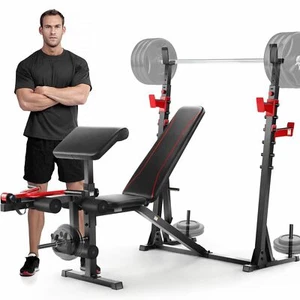 Professional Weight Bench Set with Squat Rack 900LB Adjustable Full-Body Workout - Picture 1 of 11