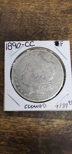 1890 CC Morgan Silver Dollar F Details Cleaned - Picture 1 of 2