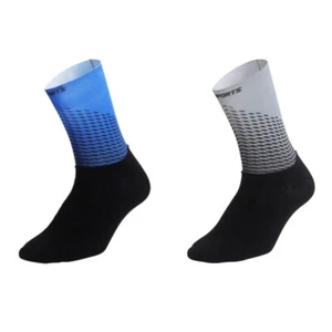 2 Pairs Cycling Socks Road Bicycle Riding Bike Sports Ankle Socks Blue Grey XC - Picture 1 of 7