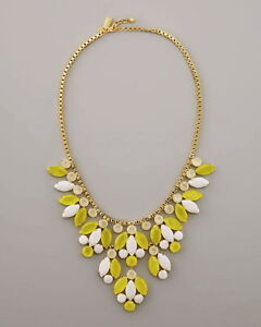 KATE SPADE MARQUEE BIB STATEMENT NECKLACE YELLOW WHITE GOLD NEW BRIDAL WEDDING 