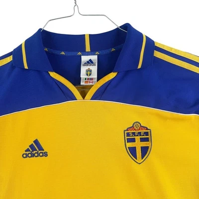 Camiseta de fútbol vintage de Suecia para hombre grande amarilla Adidas SFF 2000-01 Y2K Foto 1 de 4
