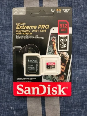 Sandisk 512GB Extreme Pro MicroSD Memory Card Class 10 V30 Includes Adapter - Image 1 of 3