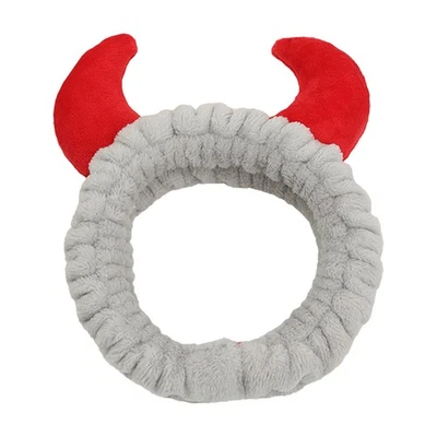 Faixa de cabelo feminina elástica macia de pelúcia faixa de cabelo banho maquiagem lavagem rosto chifre faixa de cabelo - Imagem 1 de 4