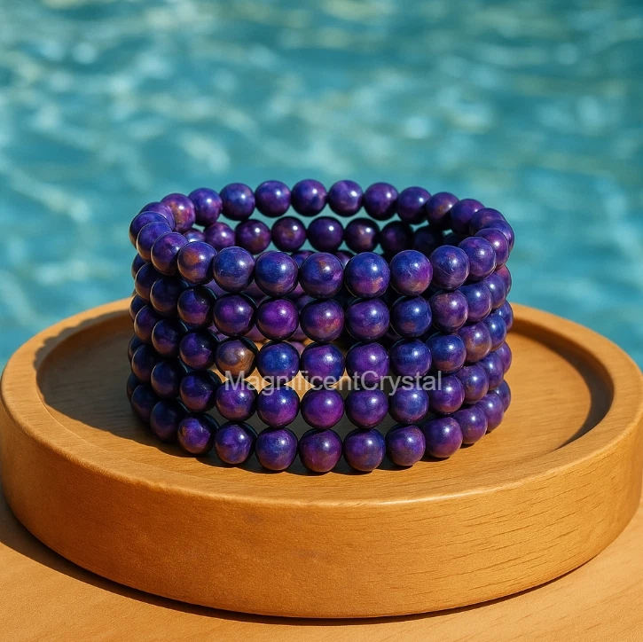 5 peças pulseira de pedra preciosa sugilita natural 8 mm pedra de cura roxa presentes espirituais - Imagem 1 de 4