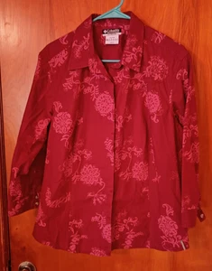 COLUMBIA Women's Oxford Shirt Sz. XL Rose/Pink 100% Cotton 3/4 Sleeves - Picture 1 of 7
