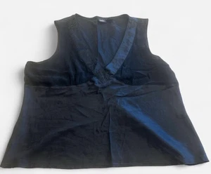 Mossimo 100% Silk Black Tank Top Size XL 90s Y2K Fairy Goth Grunge Satin Sheer - Picture 1 of 7