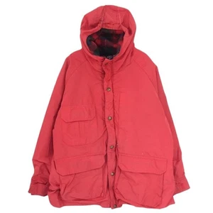WOOLRICH ~ Lined Wool Check Nylon Mountain Hoodie Jacket Red No Size Used LIFE-0 - Picture 1 of 8