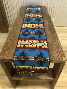 Southwestern Stil Fransen Schal oder Tischläufer 12”x72” blau/gelb geometrisch - Bild 1 von 2