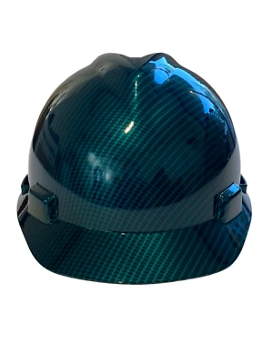 Gorra Hard Hat MSA V-Gard Estilo Personalizada Hidro Sumergida Kandy Azul Verde Fibra de Carbono Foto 1 de 4