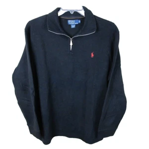 Polo Ralph Lauren 1/4 Zip Sweater Men's XL Black Long Sleeve Cotton Red Pony - Picture 1 of 6