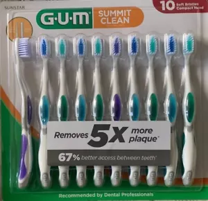 Sunstar GUM Summit Clean Toothbrush Soft Bristles - 10 pack - Picture 1 of 2