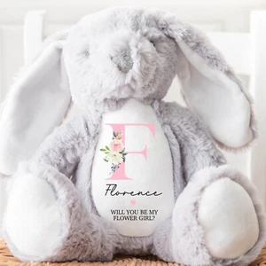 Personalised Flower Girl Teddy Bear, Will You Be My Flower Girl Teddy - Picture 1 of 5