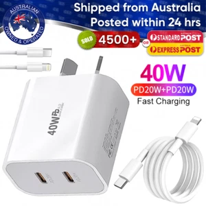 40W DUAL USB-C PD Fast Charging Wall USB C Charger Power Adapter Type-C Brick AU - Picture 1 of 28