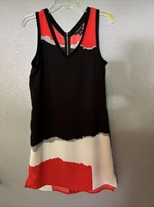 Colorful Dress Size XS Women Red Black White Sleeveless Zipper In Back Preowned - Picture 1 of 7