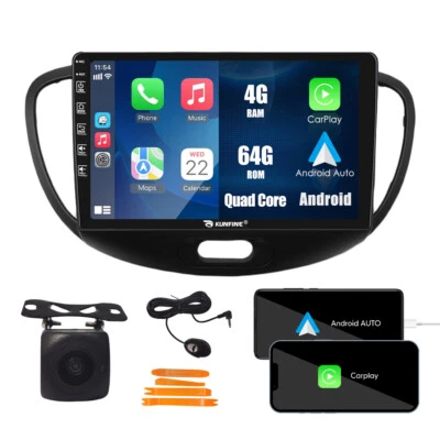 For Hyundai I10 2008-2012 Carplay Android Car Stereo Radio GPS Navi WiFi 4+64G - Image 1 of 4
