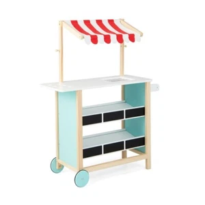 Kids Wooden Ice Cream Cart Toddler Playing Pretend Toy With Chalkboard & Storage - Picture 1 of 11