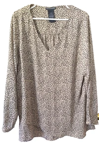 Chelsea & Theodore Tunic Top XL Women's Animal Cheetah Print Long Sleeve Hi Lo - Picture 1 of 6