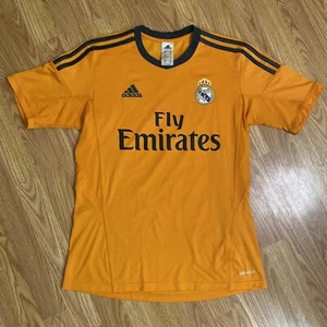 Real Madrid 2013-14 La Liga Away Jersey Orange Adidas Size S RARE FIFA MESSI - Picture 1 of 5