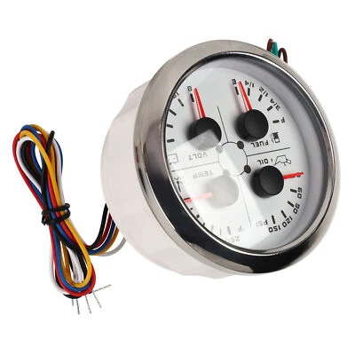 ✅ For Car RV 4in1Guage Fuel Level 85mm Oil Pressure Water Temp Volt Meter ℉/PSI - Image 1 of 4