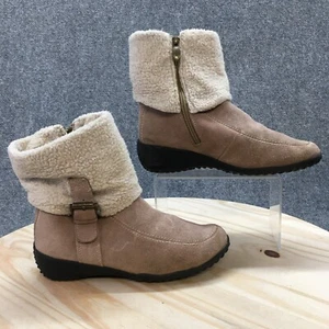 Khombu Boots Womens 9 M Ankle Winter With Buckle Casual Brown Leather Zipper - Picture 1 of 18