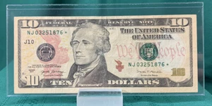Billete estrella de $10 2017 raro funcionamiento 128 k elegante # NJ03251876* escalera mixta/rota - Imagen 1 de 4