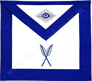 FREIMAURERBLAUE LODGE OFFIZIERSSCHÜRZE HANDBESTICKT - SEKRETÄRIN (MA-108-V) - Bild 1 von 2