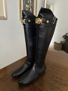 Auténticas botas para mujer Versace nuevas de cuero negro talla 35,5 PVP $2.000 - Imagen 1 de 8