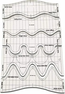 Set di stencil modello righello trapuntato onde lunghezze d'onda uniche - Foto 1 di 5