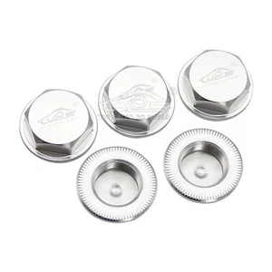 RC Nut Aluminum Wheel Nut 24mm Silver 5PCS For 1/5 HPI BAJA 5B 5T 5SC RV KM RC - Picture 1 of 10