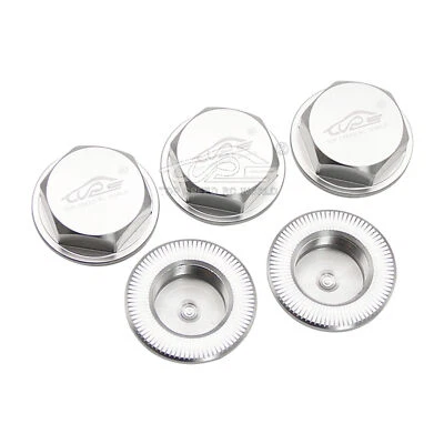 RC Nut Aluminum Wheel Nut 24mm Silver 5PCS For 1/5 HPI BAJA 5B 5T 5SC RV KM RC - Image 1 of 4
